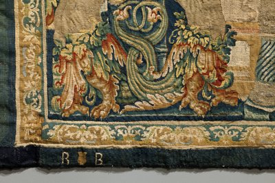 Tapeçaria mostrando as Conquistas de D. Afonso V de Portugal, Tournai. Detalhe. (Lã e seda). de Flemish School