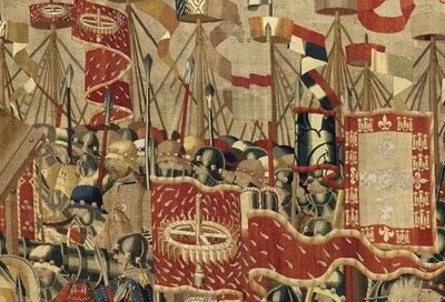 Tapeçaria mostrando as Conquistas de D. Afonso V de Portugal, Tournai. Detalhe. (Lã e seda). de Flemish School