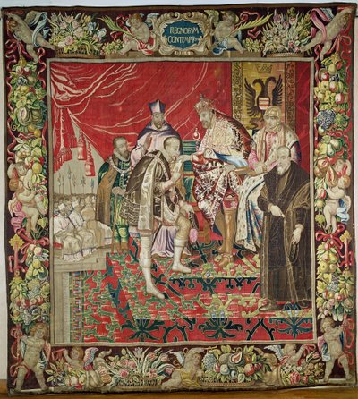 A abdicação de Carlos V (1500-58) de The Tapestry of Charles Quint, c.1630-40 de Flemish School