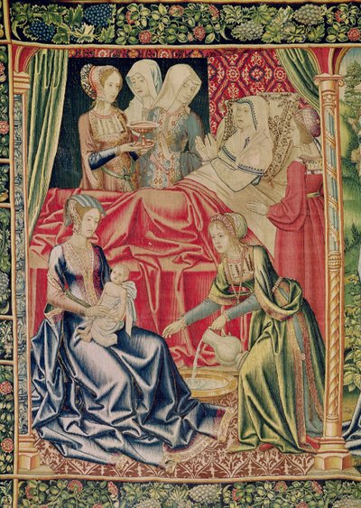 O Nascimento da Virgem, Oficina de Bruxelas, c.1510 de Flemish School
