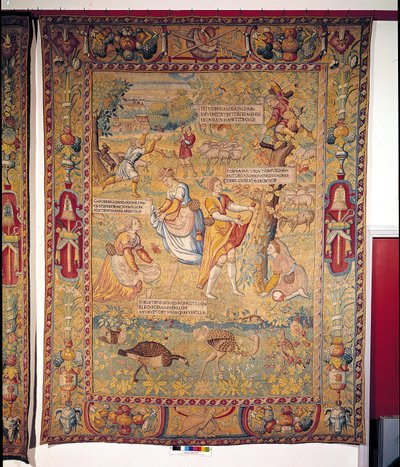 A Caça às Borboletas, de Les Amours de Gombault e Macee, Oficina de Bruges, do século XVI ao XVII de Flemish School