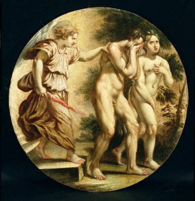 A Expulsão do Jardim, c.1600 (óleo sobre painel de madeira de álamo) de Flemish School