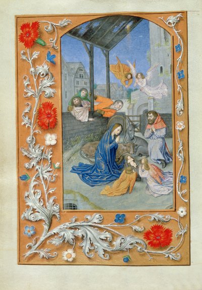 A Natividade, c.1480 (pergaminho) de Flemish School