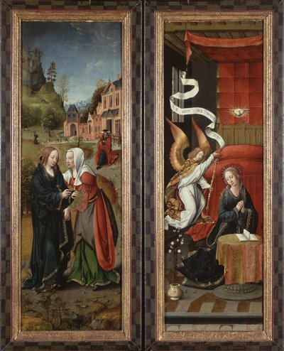 A Visitação e Anunciação (óleo sobre painel) de Flemish School