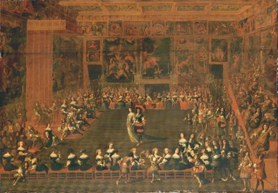 A abertura de uma bola em uma sala de reunião palaciana, c.1660-70 de Flemish School