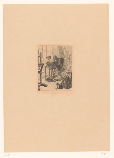 Oude man leest em een ​​studeerkamer Arte Moderna Lendo o Grimório Bibliófilo de outrora de Félicien Rops (signed by artist)