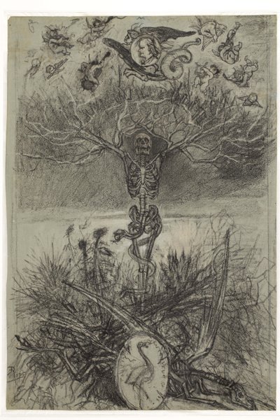 Holandês: Desenho final para o frontispício Les Epaves de Charles Baudelaire de Félicien Rops