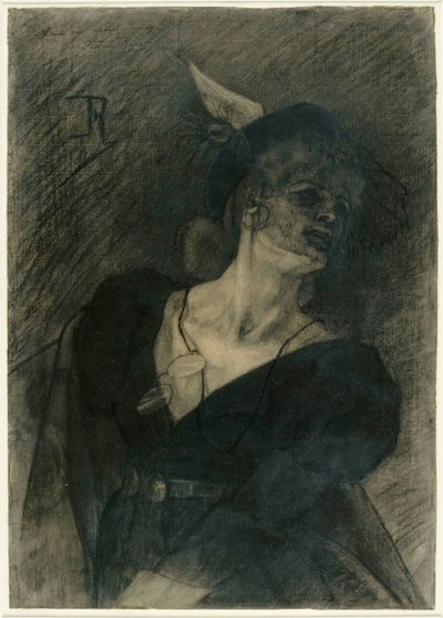 A mulher do óculos. Senhora com uma Lorgnette, c. 1870. de Félicien Rops