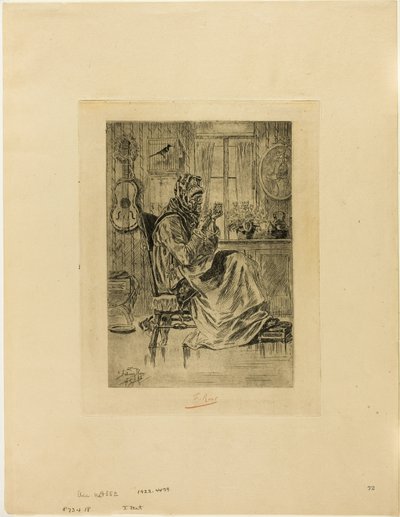 Velha com uma agulha de Félicien Rops