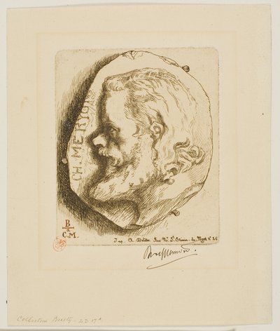 Retrato de Meryon em perfil de Félix Henri Bracquemond