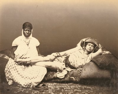Uma mulher mourisca com sua empregada de Félix Jacques Moulin