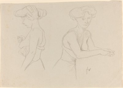 Dois estudos de uma mulher se vestindo de Félix Vallotton