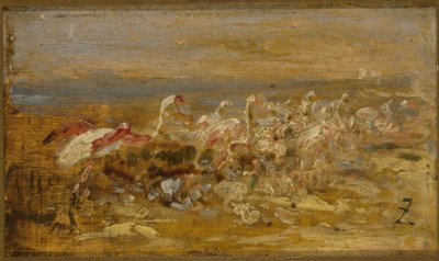 Flamingos, 2ª metade do século XIX (óleo sobre madeira) de Félix Ziem