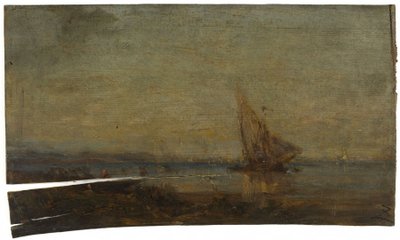 Em frente de Martigues, a vela amarela, ca. 1875 (óleo sobre madeira) de Félix Ziem