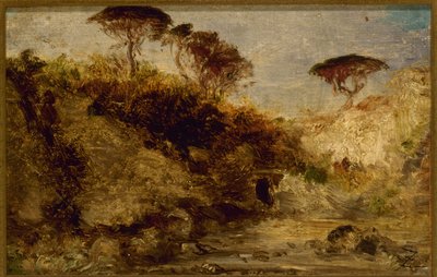 Nápoles, pinheiros mansos, entre 1850 e 1862 (óleo sobre papel sobre tela) de Félix Ziem