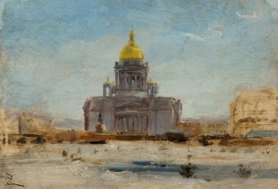 São Petersburgo, Santo Isaac, entre 1-1844 e 9-1844 (óleo sobre papel sobre tela) de Félix Ziem