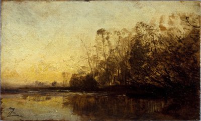 Pôr do sol, entre 1850 e 1860 (óleo sobre madeira) de Félix Ziem