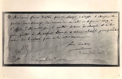 Carta autografada de Flora Tristan (1803-44) ao Ministro da Justiça francês, pedindo o divórcio, 4 de fevereiro de 1839 de Flora Tristan