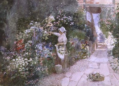 Apanhar flores (aguarela sobre papel) de Florence Agnes Mackay