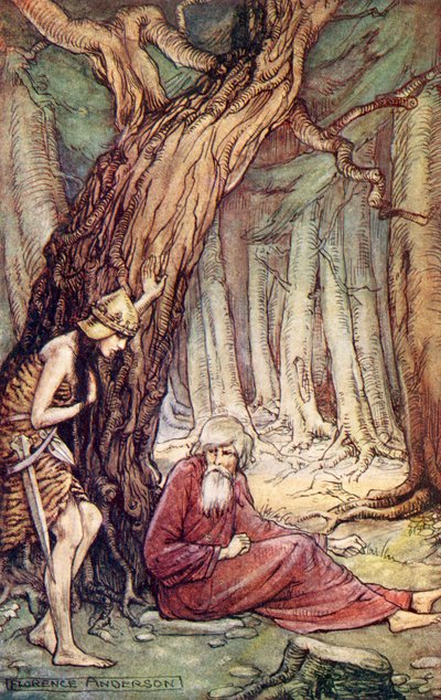 Boadicea and the Druid, do poema Boadicea de William Cowper, de Reading from Historical Romances, publicado em 1914 de Florence Anderson