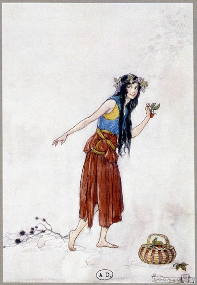 Menina na neve com morango, "My Fairyland" de Fiona Malcom, ilustração de Florence Anderson de Florence Anderson