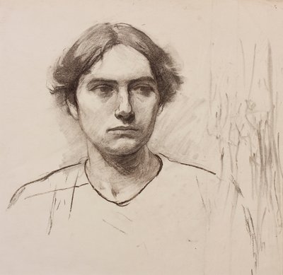 Chefe de um modelo de escola de arte, c.1900 (carvão sobre papel) de Florence Eleanor Shepard