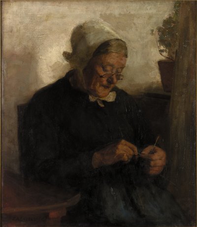 Tricô Mulher Velha (óleo sobre tela) de Florence Engelbach