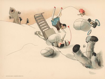 Ilustração para as aventuras polares de Golliwoggs de Florence K. Upton