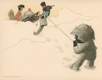 Ilustração para as aventuras polares de Golliwoggs de Florence K. Upton