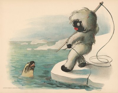 Ilustração para as aventuras polares de Golliwoggs de Florence K. Upton