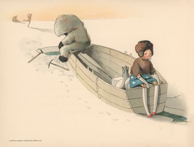 Ilustração para as aventuras polares de Golliwoggs de Florence K. Upton
