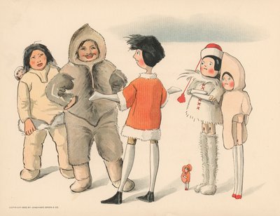 Ilustração para as aventuras polares de Golliwoggs de Florence K. Upton