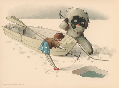 Ilustração para as aventuras polares de Golliwoggs de Florence K. Upton