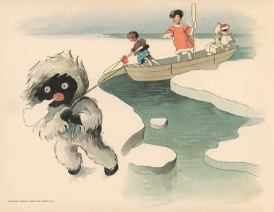 Ilustração para as aventuras polares de Golliwoggs de Florence K. Upton