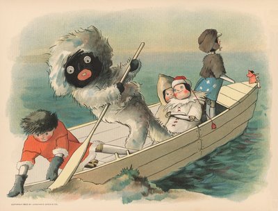 Ilustração para as aventuras polares de Golliwoggs de Florence K. Upton