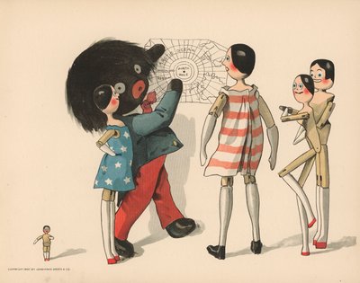 Ilustração para as aventuras polares de Golliwoggs de Florence K. Upton