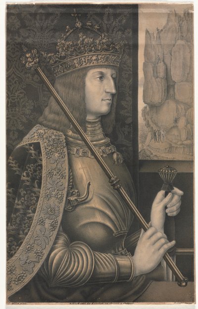 Retrato do Kaiser Maximiliano I com Coroa e Cetro, 1825. de Florentin Lauter