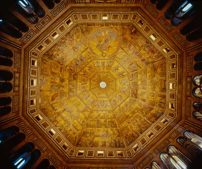 Teto abobadado de St Johns Baptistry, Florença (mosaico) de Florentine School
