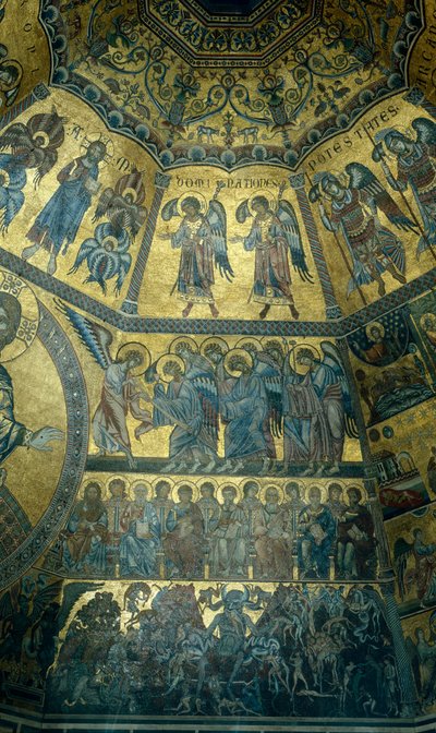 Mosaico no teto abobadado de St Johns Baptistry, Florença (mosaico) de Florentine School