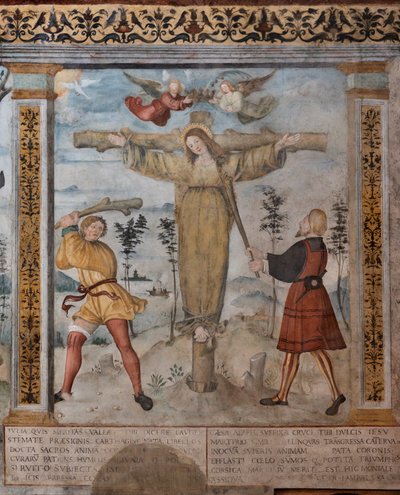 Detalhe da Crucificação de Santa Julia, frescos sobre as Histórias de S. Giulia e Cristo de Floriano (and workshop) Ferramola