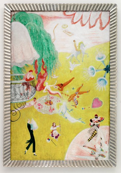 Voo de amor de um coração de rebuçado cor-de-rosa de Florine Stettheimer