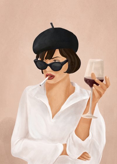 Mulher elegante de smoking de Flow Line