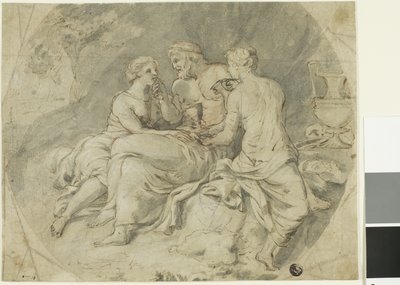 Ló e suas filhas de Follower of Charles Le Brun