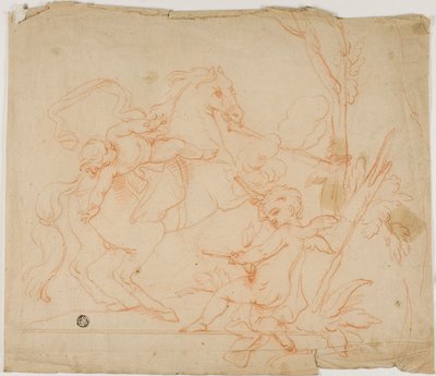 Putto atirando em Putto a cavalo de Follower of Charles Le Brun