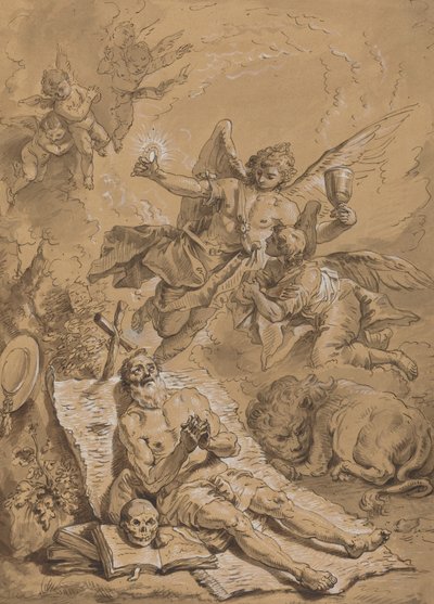 Última Comunhão de São Jerônimo de Follower of Francesco Fontebasso