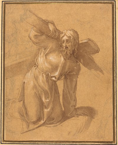 Cristo caindo sob a cruz de Follower of Francesco Salviati