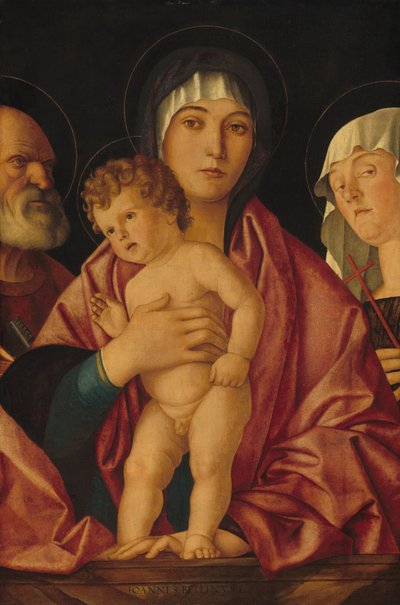 Madonna e criança com santos de Follower of Giovanni Bellini