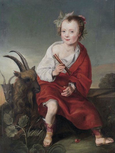 Uma jovem () com uma flauta e cabras de Follower of Jacob Gerritsz. Cuyp