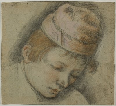 Chefe da Juventude em um boné rosa de Follower of Jacopo Bassano