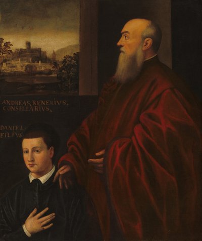Andrea Renier e seu filho Daniele de Follower of Jacopo Tintoretto